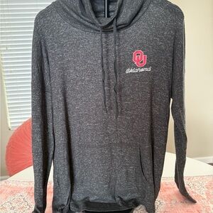 OU Sooners Women’s Charcoal Cowl Neck with Red Logo